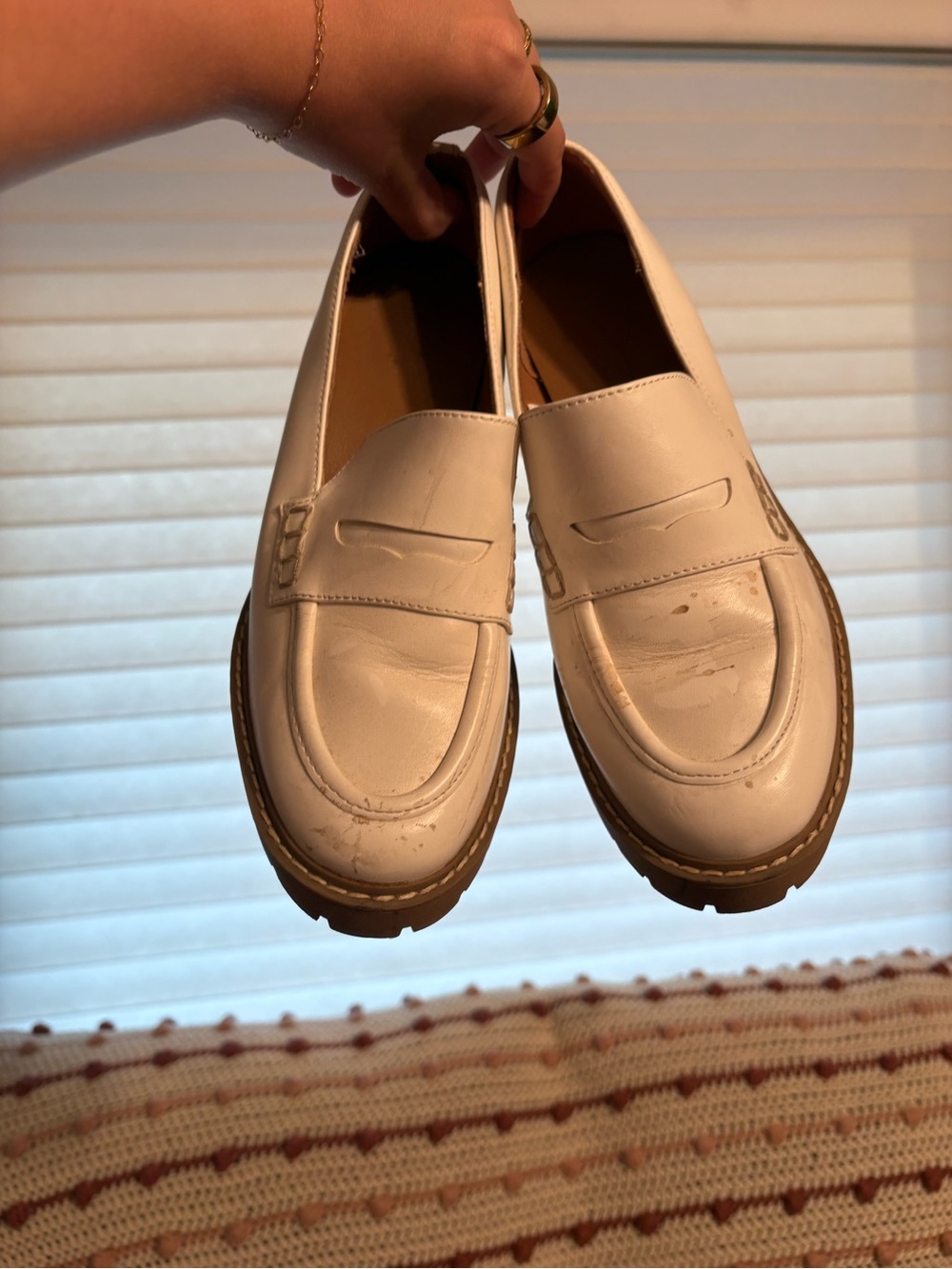 Universal Thread White Penny Loafers with Brown Lug Sole